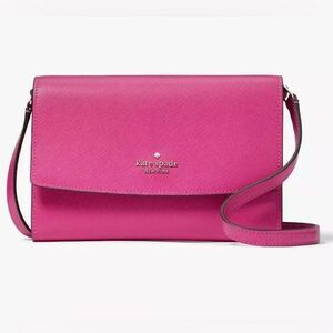 Kate Spade Perry Candied Plum Leather Flap Crossbody Bag Hot Pink